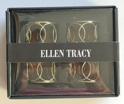 Ellen Tracy Napkin Rings Set of 4 Gold Circles Open Wire Thanksgiving Christmas - £28.43 GBP