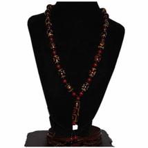 0.6&quot; China Certified Nature Agate Jade Dzi Barrel Beads Lucky Hand Made Necklace - £100.18 GBP