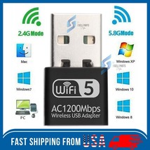 Wireless Lan Usb Pc Wifi Adapter Network 802.11Ac 1200Mbps Dual Band 2.4G / 5G - £15.17 GBP