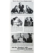KELLOGG&#39;S ALL-BRAN - 1941 Vintage Print Ad-Regulars-Every Neighborhood-VTG - $14.79