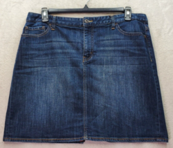 Tommy Hilfiger Straight &amp; Pencil Skirt Womens Large Dark Blue Denim Pockets Vent - £15.93 GBP