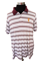 Russell ASU Sun Devil Polo Shirt Men&#39;s Size X-Large Maroon Striped Short Sleeves - £9.47 GBP
