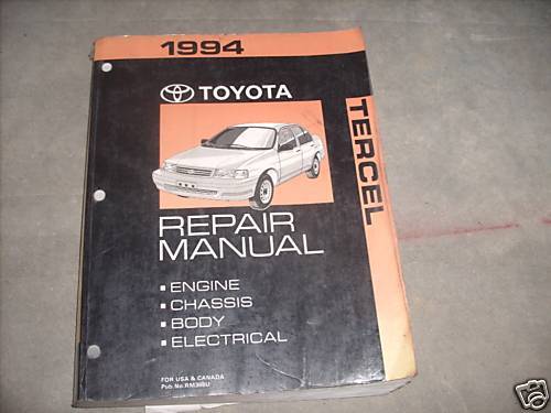 Manuel D&#39;Atelier De Réparation De Service OEM Toyota Tercel 1994 - $40.24