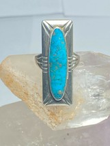 Turquoise ring Long Navajo Bell trading southwest sterling silver women size 4.7 - £84.56 GBP