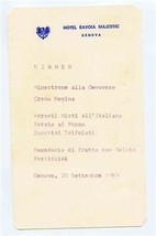 Hotel Savoia Majestic Dinner Menu Genova Italy Genoa 1969 - £14.01 GBP