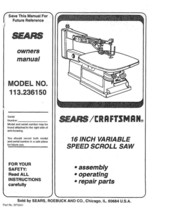 Craftsman 113.236150 Scroll Saw Owners Instruction Manual - £15.22 GBP