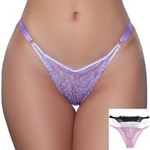 Lace Brazilian Panty Mesh Back Scalloped Trim 3 Color Pack Underwear 2196 - £15.67 GBP