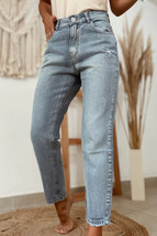 Beau Blue Slightly Distressed Ankle-length Straight Jeans - $35.07