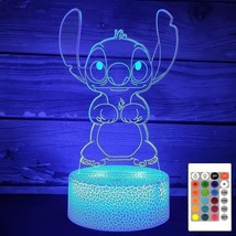 3D Night Light For Kids - Stitch Anime 3D Lamp With Remote &amp; Smart Touch 16 Colo - £31.38 GBP