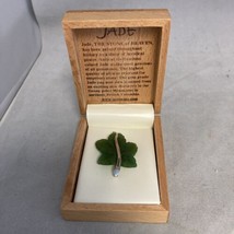 Green Jade Leaf 1.25”X1.125” With Sterling 925 Pin Brooch By Jade Mine With Box - £45.75 GBP