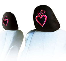FOR KIA NEW PAIR LARGE HEART CAR TRUCK SEAT HEADREST COVER GREAT GIFT  - $15.16