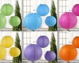 Hanging Paper Lanterns Set of 18 Iron Frame Party Decorations 6 Colors 3... - $24.74