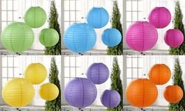 Hanging Paper Lanterns Set of 18 Iron Frame Party Decorations 6 Colors 3... - £19.46 GBP