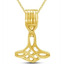 Celtic Swirl Thor&#39;s Norse Hammer Pendant Necklace 14K Yellow Gold Plated 18&quot; - £43.92 GBP