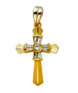 14K Yellow Gold 23x17mm CZ Religious Crucifix Cross Charm Pendant - £181.19 GBP