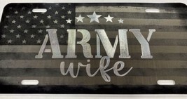 Combo Laser &amp; Diamond Engraved US Army Wife Car Tag Vanity License Plate Gift - £15.89 GBP