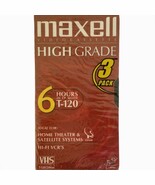 Maxell High Grade T-120 VHS Blank Tapes 6 Hours 3 Pack - $39.98 CAD