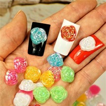 ROSES NEON FLOWERS CHARMS For Craft Diy Flowers Flat Back Cabochons Smal... - $10.99