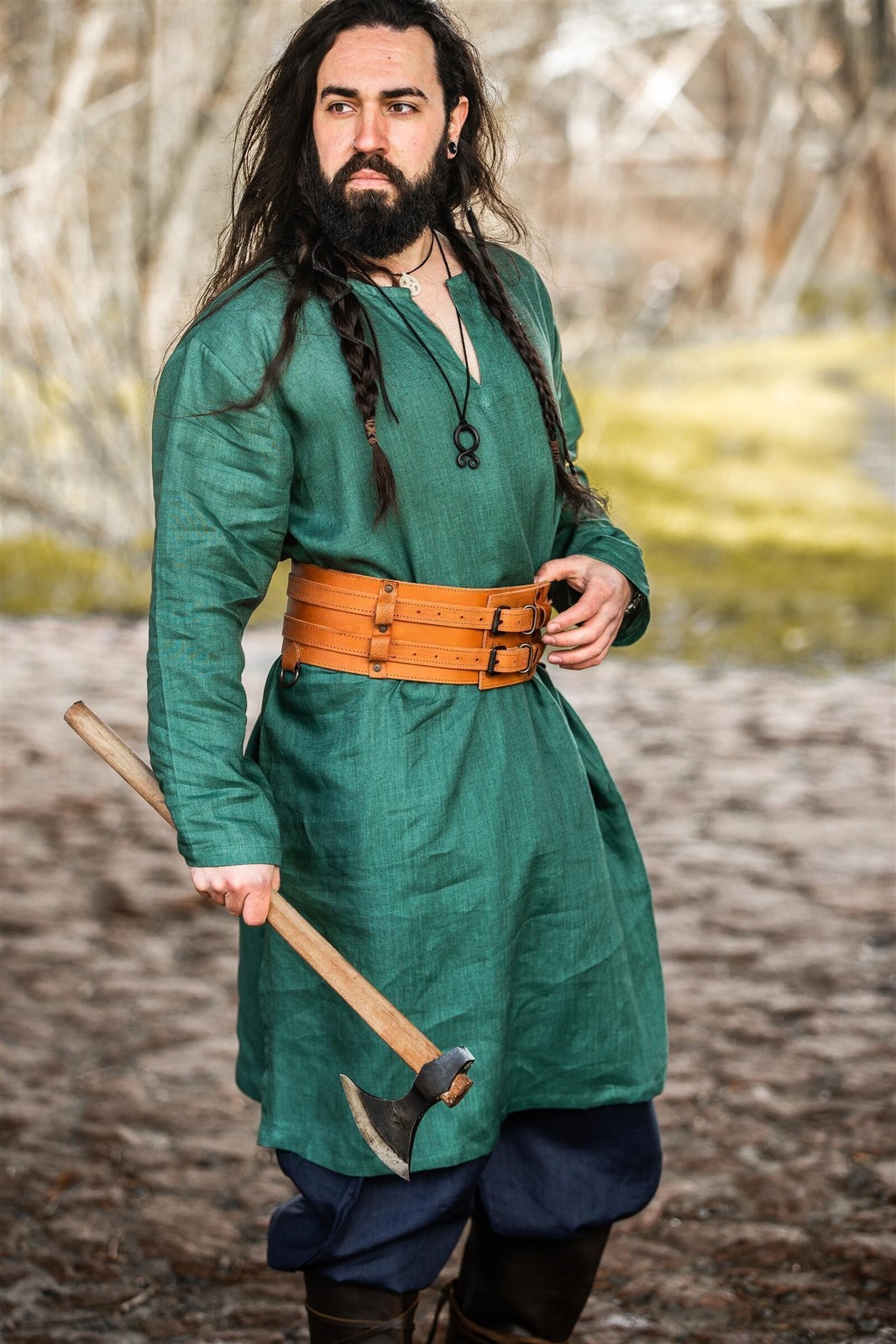 Viking Linen Tunic – Natural Medieval LARP &amp; Reenactment Garb (S–XXL) - $99.99