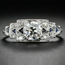 1.4CT Simulated Diamond Vintage Art Deco Antique Engagement Ring Sterling Silver - £96.54 GBP