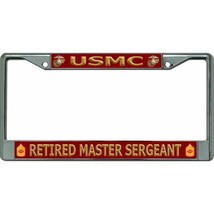marine corps retired master sergeant military seal chrome license plate frame - £27.32 GBP
