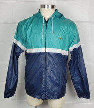 Vintage Izod Lacoste Blue Teal Nylon Packable Windbreaker Jacket M - £23.37 GBP