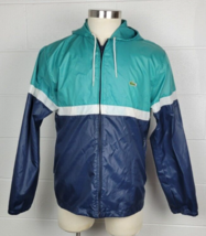 Vintage Izod Lacoste Blue Teal Nylon Packable Windbreaker Jacket M - £23.46 GBP