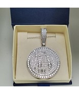 4 Carato Diamanti Finti Rotondo Bolide Uomo Ciondolo Bianco Argento Plac... - $304.63