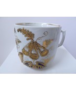 Antique Mustache Mug Cup w Gold Gilt &amp; Cobalt Blue Floral Decoration Whi... - £11.97 GBP