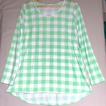 LulaRoe Lynnae Tunic Shirt Womens M Green White Gingham picnic buffalo plaid - £17.20 GBP