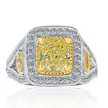 Authenticity Guarantee 
GIA 3.91 Ct Radiant Yellow Diamond Engagement Ring 18... - £8,103.80 GBP