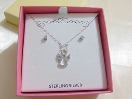 Lily Nily Sterling Silver Cubic Zirconia Angel Pendant Set C524 $80 - $33.59