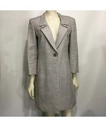 Lafayette 148 NY 6 Gray Linen Long Jacket Blazer 3/4 Sleeves - £88.16 GBP