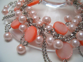 Bracelet Sea Shell Pearls Peachy Mother of Pearl Pink  - £8.03 GBP