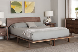 Jessen Japandi Walnut Brown Wood Queen Size Platform Bed - $444.00