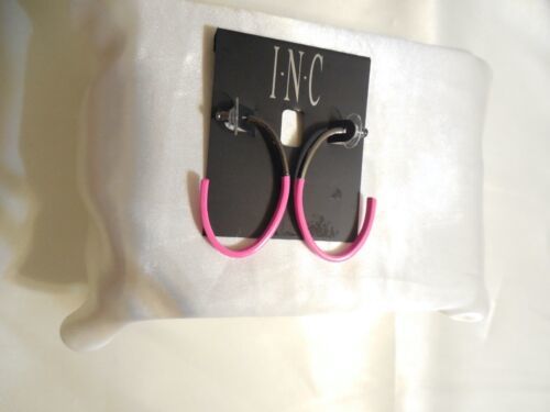 Primary image for Inc Grey Tone 2" Pink Oval Hoop Earrings L834 $29