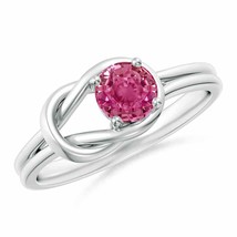ANGARA 5mm Natural Pink Sapphire Solitaire Infinity Knot Ring in Sterling Silver - £234.75 GBP+