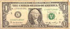 $1 One Dollar Bill 48271948 birthday / anniversary January 27, 1948 fancy serial - £7.98 GBP