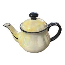 Vintage Czechoslovakia Lusterware Teapot – Cream &amp; Yellow Iridescent Fin... - $31.50