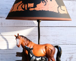 Ebros Horse Mare &amp; Foal By Ranch Fence Desktop Table Lamp With Shade Dec... - $89.99