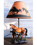 Ebros Horse Mare &amp; Foal By Ranch Fence Desktop Table Lamp With Shade Dec... - $1,656.12 MXN