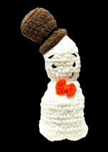 Amigurumi Plush Snowman or Ghost Hand Crochet Stuffed Animal Yarn OOAK 10 Inch - £7.66 GBP