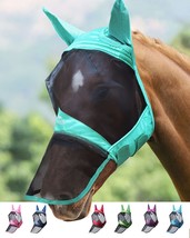 Luminous Horse Fly Mask Long Nose with Ears UV Protection [summer mint] - £35.17 GBP