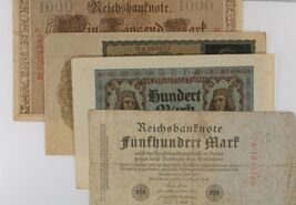 1910-1922 Germany 4-Notes Currency Set // 100 500 1000 10,000 Mark Bills - $49.50