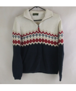 Eddie Bauer Men&#39;s Colorful 1/4 Zip Sweater With Beautiful Design Size Large - $16.78