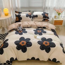 Clothknow Sunflower Comforter Set Queen 3Pcs Floral Black White Bedding - £82.62 GBP