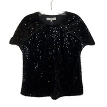 NWT Womens Size XS Crosby by Mollie Burch Black Caitlin Full Sequin Top - £52.64 GBP