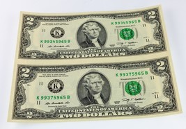 Series of 2009 $2 Federal Reserve Note Sheet (2 PCS) FR# 1939-K - $458.70 MXN