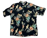 Hawaiian Pin Up Girl w/ Floral Pierre Cardin Short Sleeve Rayon XL Shirt... - $18.69