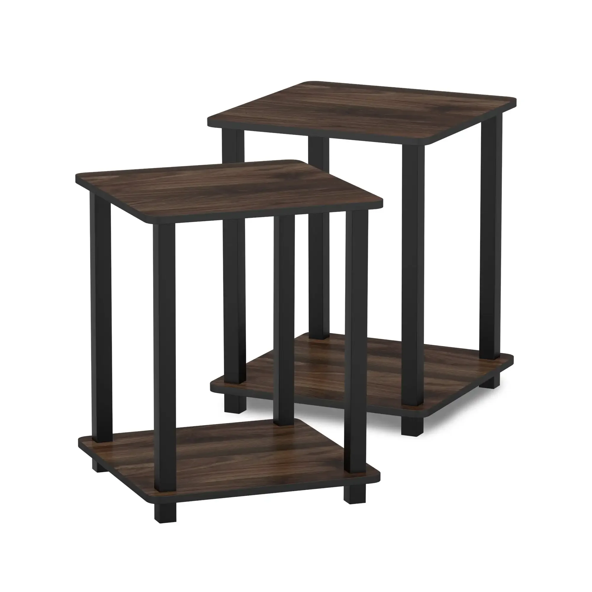 Engineered Wood Simplistic End Table in Walnut/Brown (Set of 2) - £21.15 GBP